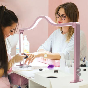 Lampe à ongles LED demi-lune 48W, type bouton, pliable, lampe de bureau pour salon de beauté, pour extension de cils, maquillage, luminosité réglable, plastique - Product Image 1