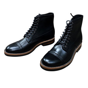 OEM Buena Calidad Negro Hombres Zapatos <span class=keywords><strong>de</strong></span> cuero <span class=keywords><strong>de</strong></span> vaca con cordones <span class=keywords><strong>botas</strong></span> casuales <span class=keywords><strong>para</strong></span> los hombres - Product Image 1
