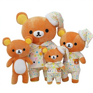 Peluche douce en forme d'<span class=keywords><strong>ours</strong></span> en pyjama avec bonnet à pois, jouet en peluche pour cadeau d'anniversaire pour enfants et adultes - Product Image 1