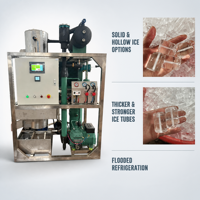Machine à glace en tubes 2000 kg, en acier inoxydable 304, refroidie par eau, pour tubes de 22 mm et 29 mm, personnalisable, fiable et durable, pour la distribution locale de glace en sacs