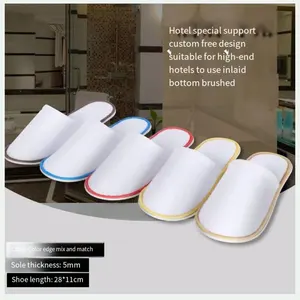 OEM Custom Wholesale Luxury Cheap White Washable Hotel Room Spa Guest Disposable Cotton Terry Slippers