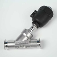 Vanne pneumatique à siège incliné en Y, raccord Tri-Clamp DN40 PN16 pour applications alimentaires, boissons et pharmaceutiques, contrôle de vapeur et de liquides