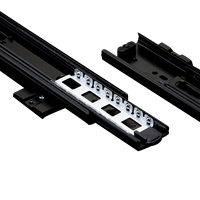 Glissières de tiroir pour clavier à extension complète 3 volets, amortisseur intégré, anti-choc et anti-pincement, fermeture douce 45 mm