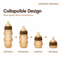 Biberon anti-colique en silicone avec tétine d'allaitement à débit lent, design croissant de lune pour nouveau-né, bébé garçon ou fille