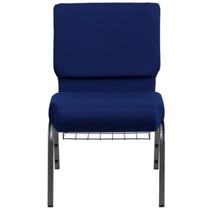 Chaise de théâtre moderne et populaire à prix abordable, bleu marine, avec support métallique, idéale pour les églises - Product Image 2