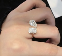 Bague de fiançailles et d'éternité ICEWALD IGI en or 18 carats PT950 avec diamant de laboratoire de 2 carats couleur D taille radiant, style polyvalent