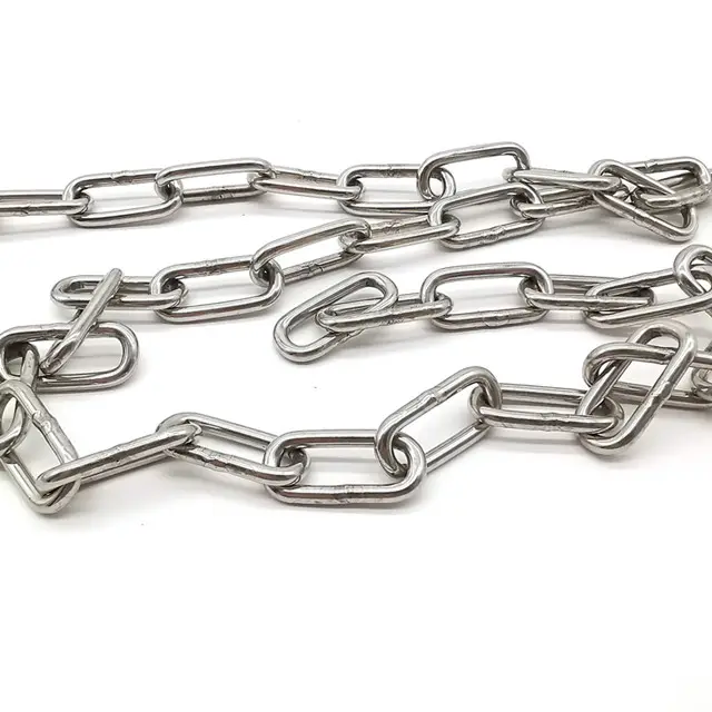 DIN763 2mm 6mm 8mm Link Metal Chain SS 304 316 Stainless Steel Flashing Welded Link Chain for Heavy Duty Industrial