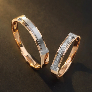 H & F perhiasan cincin pernikahan, cincin emas untuk Wom AU750 berlian alami emas putih <span class=keywords><strong>Set</strong></span> cincin pernikahan untuk pria dan wanita - Product Image 1