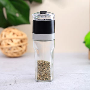 Pengocok bumbu kering kaca Manual multifungsi, Set penggiling garam dan merica dengan mekanisme keramik atas pengocok untuk dapur - Product Image 5