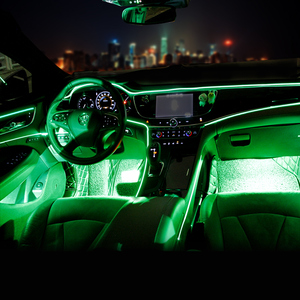 RVB fiber voiture décoration intérieure lumière ambiante application contrôle vocal 1n4 + 5m fiber + pied lumière d'ambiance de voiture lampe <span class=keywords><strong>12V</strong></span> - Product Image 1