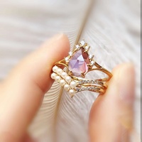Pierre Améthyste Péridot Boule Anneaux de Pierres Précieuses Plaqué Violet Fine Bijoux Anneaux Or Larme Cristal Argent Sterling Naturel GTC