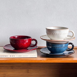 Tazas y Platillos de Café Retro con Efecto Horno, Tazas para Té de la Tarde, Tazas y Platillos de Alta Calidad - Product Image 5