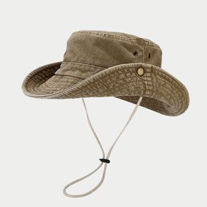Venta al por mayor al aire libre protección solar lavado algodón Safari sombrero hombres senderismo vaquero pesca gorra cubo sombreros - Product Image 1