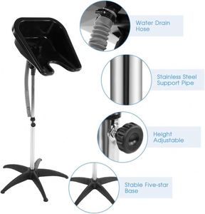 Muebles para Salón de Belleza, Sillas con Lavabo para Lavar el Cabello, Lavabo Portátil para Champú, Negro - Product Image 3