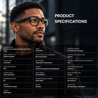 Lunettes intelligentes avec caméra pour la pêche, la randonnée, les sports de plein air, enregistrement mains libres, Bluetooth 6.0, musique, appels, assistant vocal IA