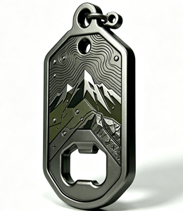 <b>Custom</b> Metal <b>Dog</b> <b>Tag</b> Key Chain Bottle Opener Carved Emblem <b>Tag</b> with Mountain Pattern - Product Image 2