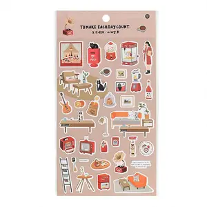 Kertas 6 Desain 1 buah/set stiker makanan seri lucu dailylife gaya kawaii dekorasi stiker Pak untuk buku harian Scrap