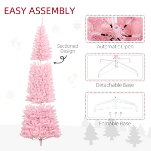 <span class=keywords><strong>HOMCOM</strong></span> <span class=keywords><strong>Sapin</strong></span> <span class=keywords><strong>de</strong></span> <span class=keywords><strong>Noël</strong></span> artificiel mince non éclairé <span class=keywords><strong>de</strong></span> 2,4 m avec 1168 pointes <span class=keywords><strong>de</strong></span> branches réalistes, personnalisé, écologique, rose - Product Image 4