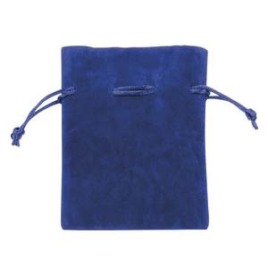 Sac bleu en velours double face 90x120 mm, en suède gaufré, pour bijoux, cadeaux, promotions, artisanat, avec logo brodé ou imprimé - Product Image 1