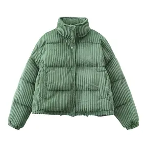 2023 Winter Fashion Women's Warm Corduroy Puffer Jacket Short Loose Cotton Puffer Coat