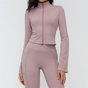 Nueva Parte Superior Deportiva Personalizada para Mujer, de Yoga, con Cremallera, Corte Acampanado, Sensación de Segunda Piel, Cuello Alto, Manga Larga, para Actividades al Aire Libre - Product Image 2