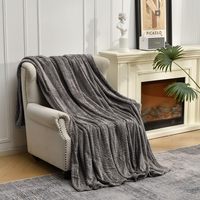 Plaid de luxe en jacquard, gris anthracite, motif feuilles, taille voyage/plaid, super doux et confortable pour canapé/lit