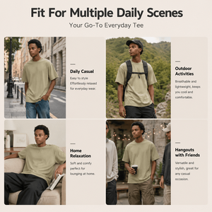 Summer Men's Oversized Plain Cotton T-Shirt Short Sleeve O-Neck Solid Color Casual Wear Breathable Jersey Knit - Product Image 5