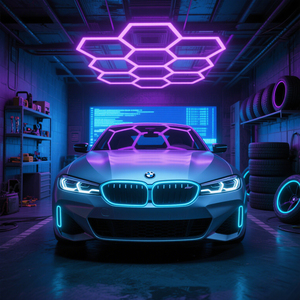 Luci di lusso <span class=keywords><strong>LED</strong></span> in alluminio per auto moderne a forma di esagono a nido d'ape 110V portatile per officina giardino per strada residenziale - Product Image 1