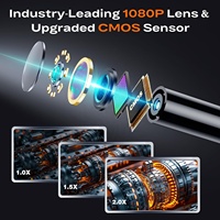 Caméra d'inspection endoscopique portative, écran IPS de 4.3 pouces, étanche IP67, 8 lumières LED réglables, serpent semi-rigide de 16,5 pieds