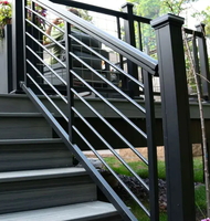 Système modulaire de garde-corps vertical en aluminium thermolaqué noir pour balcon, terrasse, escalier, projet de villa
