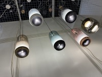 Lampe en verre de petite taille au design moderne XCP18657, abat-jour cylindrique, luminaire suspendu pour la maison, le bureau, LED or/noir/blanc