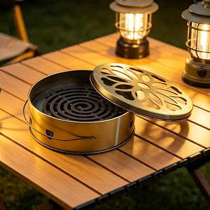 Mosquito Coil Holder Metal Round Portable Ash Collector Outdoor Camping Use - Product Image 1
