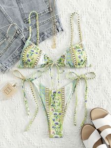 Conjunto de Bikini Floral de 2 Piezas para Mujer, Traje de Baño Sexy con Espalda Descubierta, Ropa de Baño para Vacaciones de Verano en la Playa - Product Image 6