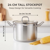 Marmite de cuisson en acier inoxydable avec couvercle, base multicouche, compatible induction et gaz, fournisseur OEM d'articles de cuisine en gros