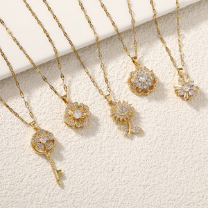 <span class=keywords><strong>Collar</strong></span> <span class=keywords><strong>Giratorio</strong></span> de Acero Inoxidable con Dije de <span class=keywords><strong>Girasol</strong></span> para la Ansiedad para Mujer, <span class=keywords><strong>Collar</strong></span> <span class=keywords><strong>Giratorio</strong></span> con Circonita Antiestrés, Joyería - Product Image 1
