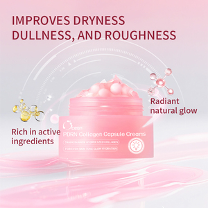 Krim Wajah, merah muda, perawatan kulit Korea, Krim kapsul kolagen, Pelembab, Niacinamide, hidrasi wajah untuk warna kulit tidak rata, penggunaan sehari-hari - Product Image 2