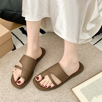 Sandales légères et antidérapantes pour femme, couleur unie, à enfiler, avec nœud, grande taille, pour la plage, tendance estivale transfrontalière