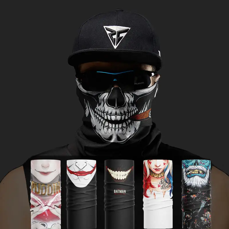 UV Kem chống nắng cổ gaiter xe máy cưỡi mặt khăn V cho Vendetta Khăn trùm đầu ma Balaclava Bandana đi bộ đường dài câu cá mũ nón