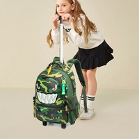 Ensemble de 3 sacs à roulettes pour enfants, sac à déjeuner, trousse à crayons, motif camouflage, polyester 600D, fermeture éclair, 20-36L, sac d'école pour garçons
