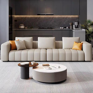 Ensemble de meubles de salon moderne pour la maison, canapé d'angle en tissu de velours de lin, canapé modulaire en forme de U - Product Image 6