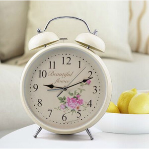 Rustic Style Metal Alarm <b>Clock</b> 8 Inch Double Bell Quartz Battery Powered Living Room Decor - Product Image 2