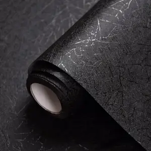 High Quality 3D Silk Embossed Black Wallpaper Peel And Stick Self Adhesive Removable Vinyl Wallpaper For Wall Decor