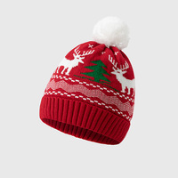 Bonnet en tricot pompon de Noël, motif jacquard Père Noël, renne, flocon de neige, en acrylique, chaud pour l'hiver, pour adultes et enfants, idéal pour les fêtes de Noël