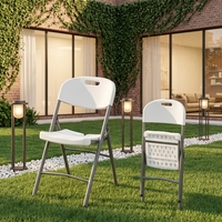 Ensemble de chaises pliantes en acier et table ronde d'extérieur pour villa et hôpital