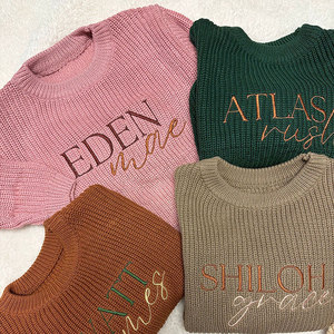 Maglione <span class=keywords><strong>per</strong></span> Neonati Personalizzato Fai-da-Te in 100% Cotone con Lettere/<span class=keywords><strong>Nome</strong></span> del Bambino Ricamate a Mano/Macchina, Regalo di Compleanno <span class=keywords><strong>per</strong></span> Bambini e Bambine - Product Image 3