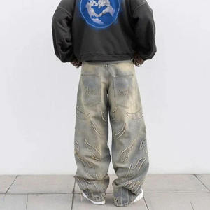 Custom <b>Embroidered</b> Patch Streetwear Wholesale Baggy <b>Jeans</b> Washed Vintage Y2k <b>Jeans</b> Men Oversize Hip Hop High Quality <b>Jeans</b> - Product Image 3