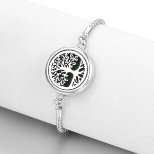 Bracelet chaîne diffuseur d'huiles essentielles en acier inoxydable avec 12 breloques Arbre de Vie - Product Image 6