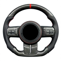 Volant en cuir perforé en fibre de carbone forgée en forme de D pour Jeep Wrangler JK Unlimited 2011-2017 4x4 Modèle intérieur