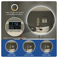 Miroir de salle de bain intelligent rond, écran tactile, lumière LED Bluetooth, montage mural, design graphique moderne de style européen et américain