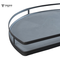 Ensemble de plateau tournant à deux niveaux en plastique, hauteur réglable, pour cuisine et garde-manger, en PS et alliage de zinc